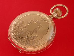 SUPERB LARGE HAMPDEN MANS 15J 14K GOLD ORNATE EDWARDIAN HUNTER POCKET WATCH 1910