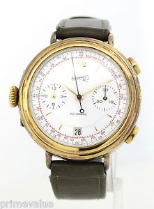 MEN'S STERLING GOLD TONE EBERHARD & CO. AUTOMATIC WATCH! LEFT HAND! #P02
