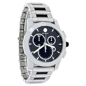 Movado Men's 606083 Vizio Steel and Carbon Fiber Bracelet Anthracite Dial Watch