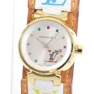 Authentic LOUIS VUITTON Tambour Love Monogram Q12131 Quartz Watch F/S #183