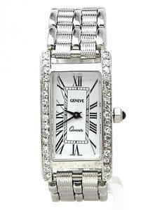 Ladies Geneve 0585 14k White Gold 1.02 Cts. Diamonds Bezel Quartz Watch
