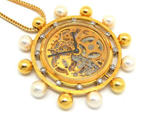 Antique Russian Poul Buhre 18K Gold & diamonds necklace watch MUSEUM QUALITY