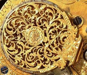 MUSEUM 18th C Chinese Qing Dynasty Verge Fusee gild silver Buddha pocket watch