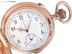 Taschenuhr "Minutenrepetition mit Chronograph" Gold ca. 1910