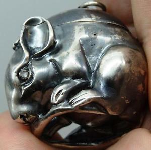 MUSEUM Chinese Zodiac Rat shape silver&diamonds Verge Fusee pocket watch c1800's