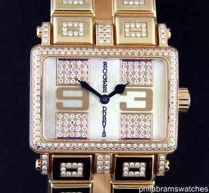 Roger Dubuis Too Much 18k Rose Gold Diamonds White Mother of Pearl Dial