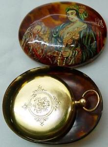 Very rare antique 19th C Bautte 18k gold watch,fancy dial.For Ottoman market.Box