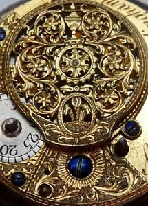 MUSEUM Chinese Qing Dynasty silver pair case Verge Fusse Watch&enamel chain fob