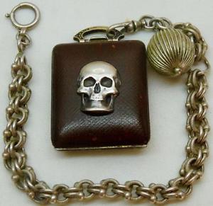 MUSEUM antique Silver Juvenia Traveler's Memento Mori Skull Doctors pocket watch