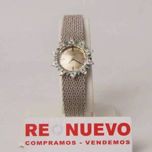 RELOJ UNIVERSAL GENEVE ORO BLANCO CON ESMERALDAS Y DIAMANTES