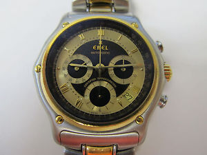 EBEL MODULOR VINTAGE S/STEEL AND GOLD CHRONOGRAPH AUTOMATIC DATE 40MM NICE!!