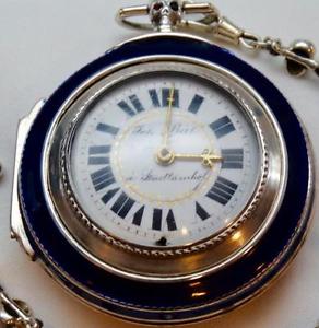 MUSEUM Georgian Doctor's Skull Memento Mori Verge Fusee silver&enamel watch&fob