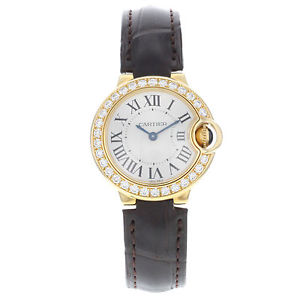 Cartier Ballon Bleu WE900151 18k Oro Amarillo Fábrica Diamante Cuarzo Mujer