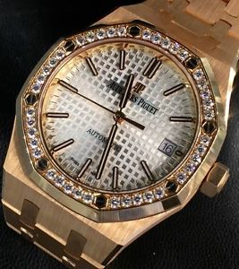 Audemars Piguet 37mm Pink Gold Royal Oak Lady Automatic w Diamond Bezel