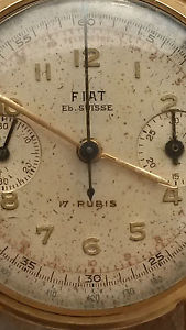FIAT chrono or 18k gold vintage RARE valjoux 23 no Yema Lip