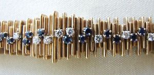 YARD BRACELET 14K WATCH DIAMONDS & SAPPHIRES Vintage