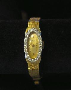GENEVA 14k YELLOW GOLD DIAMOND LADIES WATCH 17 JEWELS, .50 CT  w APPRAISAL