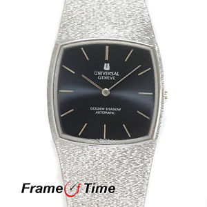 Vintage Geneve Universal Golden Shadow 18K White Gold Automatic Mesh Band Watch