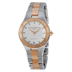 Baume and Mercier Linea White Dial Stainless Steel and 18kt Rose Gold Ladies