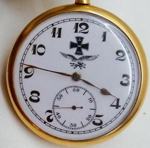 MUSEUM WWI German Luftwaffe Pilot's award gild&enamel CHRONOMETER watch&Medal