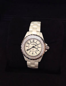 Chanel J12 H0967 White Ceramic 33mm Twin Row Diamond Bezel - B&P 2008 RRP:£9,400