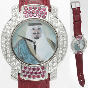 VERY RARE 18K WHITE GOLD, RUBY & DIAMOND CHATILA WATCH BY THE ROYAL DIAMONDS