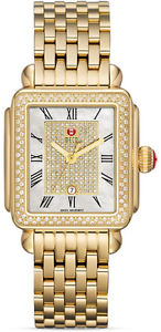 NEW Michele Deco Pave Diamond Gold MWW06T000086 Ladies Limited Watch
