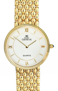 Euro Geneve 14k Gold Men's Round Watch With A 14K Gold Link Band #47647