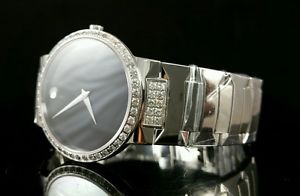 Mens Watches Movado Museum 38mm 84 G2 1886 Stainless Steel Real Diamonds