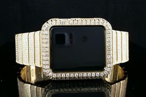 42mm Apple Watch Gold Plated with Custom Diamond Case and Diamonds Set On Band