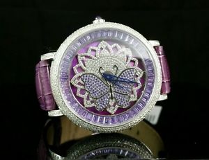 Women/Ladies Diamond watch Icetime Butterfly Oversize w/ Genuine Diamonds Purple