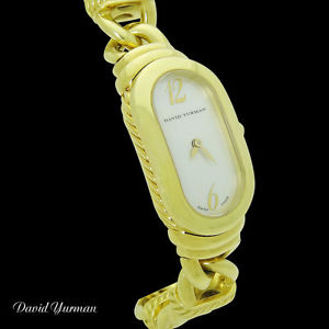 David Yurman 18k Yellow Gold Madison Link Bracelet Watch MOP Dial 3ATM W62