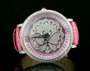 Women/Ladies Diamond watch Icetime Butterfly Oversize w/ Genuine Diamonds Pink