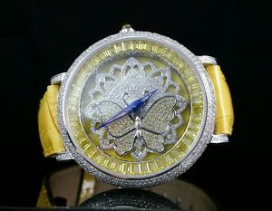 Women/Ladies Diamond watch Icetime Butterfly Oversize w/ Genuine Diamonds Yellow image 1