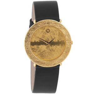 ARS Herren-Armbanduhr Quarz Analog 750 Gold Gelbgold Lederband Safirglas A31866