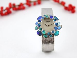 Damenuhr 750 Weißgold Steffen Exclusif Opal Handaufzug