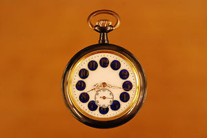 Antique Swiss gunmetal erotic automaton  pocket watch circa 1890 BREVET 24340