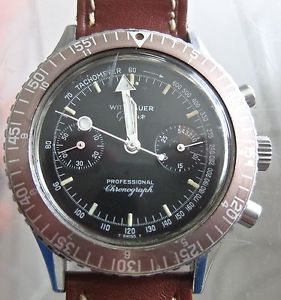 wittnauer ref 7004A chronograph professional root beer color nicely faded bezel