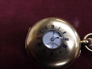 Vintage 18CT SOLID GOLD DEMI ,HALF HUNTER POCKET WATCH by F BRENNAN CORK