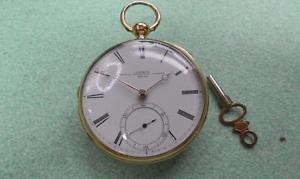ANTIQUE 18ct GOLD OPEN FACE POCKET WATCH FRENCH ROYAL EXCHANGE LONDON