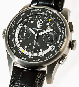 GIRARD PERREGAUX WORLD TIME WW.TC GMT CHRONOGRAPH TITANIUM CASE CROCODILE STRAP