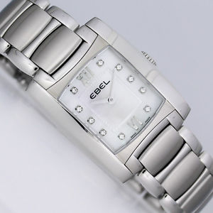 EBEL BRASILIA MINI 10 DIAMANTEN PERLMUTT NEU EDELSTAHL UHR Ref. 1215776