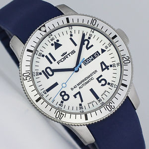 FORTIS B-42 MARINE MASTER DAYDATE 42mm AUTOMATIK UHR mit blauem SILIKONBAND NEU