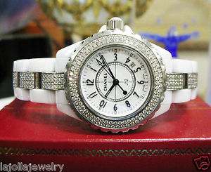 CHANEL J12  Diamond Bezel Bracelet White Ceramic 33mm Ladies Watch