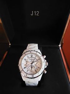 Chanel J12 Chronograph White Watch H1007 complete with box and booklets