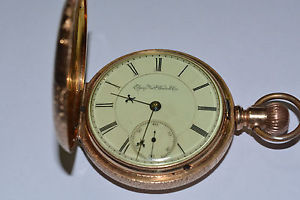 Vintage Solid 14K Full Hunter Case Elgin 18S Raymond Railroad Pocket Watch 134gr