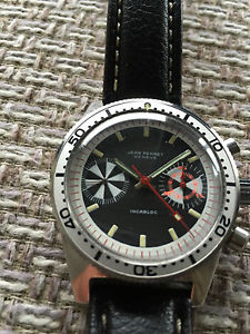 VINTAGE UNIQUE JEAN PERRET DIVERS CHRONOGRAPH VALJOUX RETRO MINT