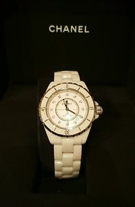 Chanel watch - white 38mm J12 Automatic with diamond markers