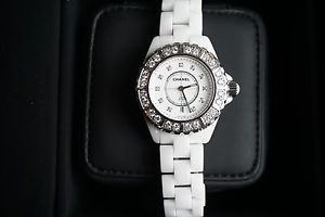 Chanel J12 White Ceramic Diamond Watch 33Mm
