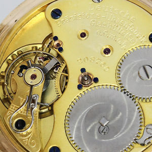 DEUTSCHE PRÄZISIONSUHR ORIGINAL GLASHÜTTE SAVONETTE 1B GOLD TASCHENUHR